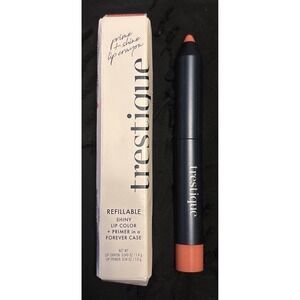 NEW Trestique Refillable Prime & Shine Lip Crayon‎ in a Forever Case, Paris Pink
